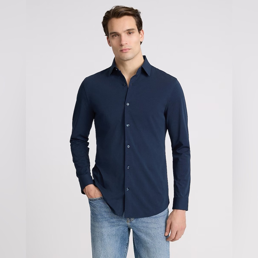 EXPRESS Men’s Slim Stretch Modern Tech 1MX Dress Shirt in Navy Blue Size XL NWT